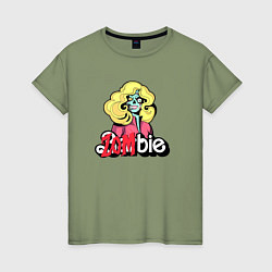 Футболка хлопковая женская Барби - зомби, цвет: авокадо