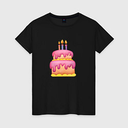 Женская футболка Розовый торт со свечками