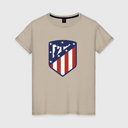 Футболка хлопковая женская Atletico Madrid FC, цвет: миндальный