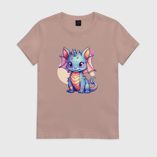 Женская футболка Cute dragon cat / Пыльно-розовый – фото 1