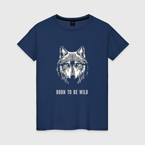 Женская футболка Black white wolf / Тёмно-синий – фото 1