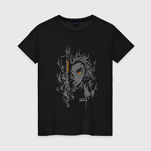 Женская футболка Кеджиро Ренгоку - монохромный / Черный – фото 1