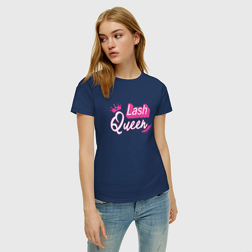Женская футболка Lash queen - Barbie style / Тёмно-синий – фото 3