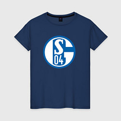 Футболка хлопковая женская Schalke 04 fc club, цвет: тёмно-синий