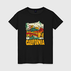 Футболка хлопковая женская California mountains, цвет: черный