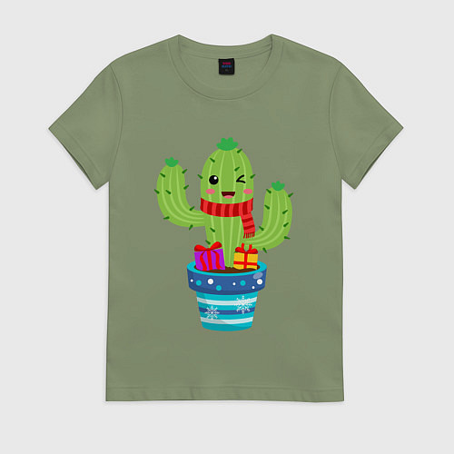 Женская футболка Кактус новый год / Авокадо – фото 1