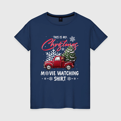 Женская футболка Movie watching shirt / Тёмно-синий – фото 1