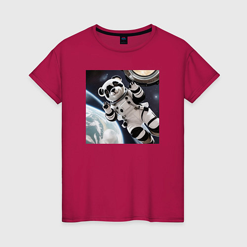 Женская футболка Панда астронавт / Маджента – фото 1