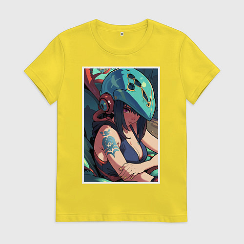 Женская футболка Аниме девушка в шлеме / Желтый – фото 1