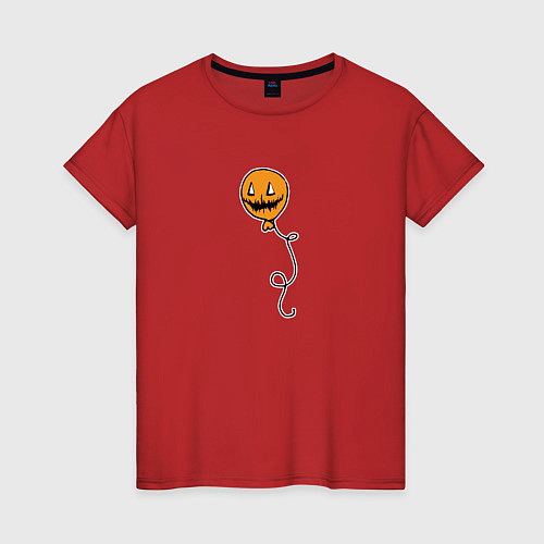 Женская футболка Хэллоуин шарики и приведение / Красный – фото 1