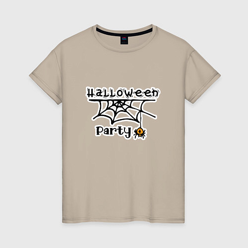 Женская футболка Halloween party паук с паутиной хэллоуин / Миндальный – фото 1