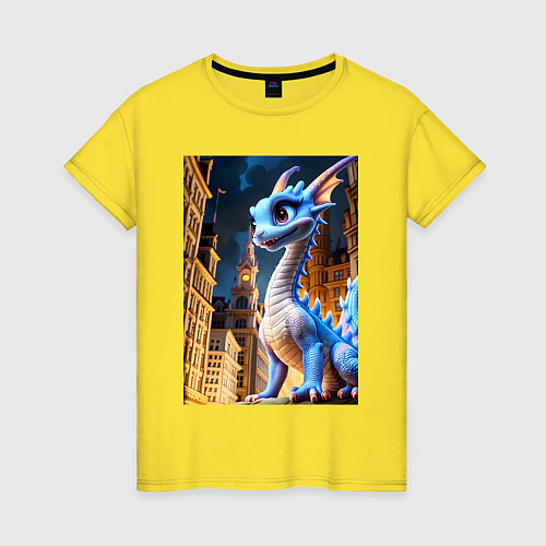 Женская футболка Синяя дракоша / Желтый – фото 1