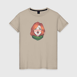 Футболка хлопковая женская Windranger ahegao 2к бог, цвет: миндальный