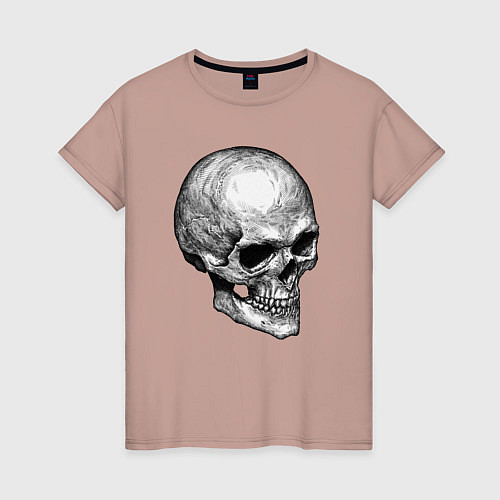 Женская футболка Череп гравюра / Пыльно-розовый – фото 1