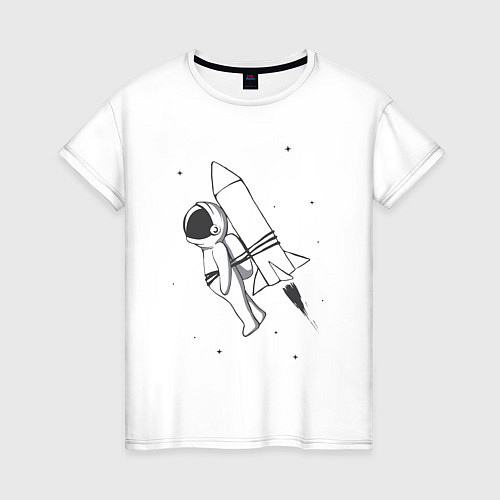 Женская футболка Полёт на ракете / Белый – фото 1