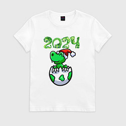 Футболка хлопковая женская Дракончик вылупился из яйца, цвет: белый