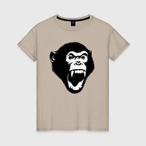 Женская футболка Шимпанзе кричит / Миндальный – фото 1