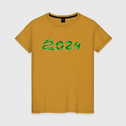 Женская футболка Зеленый дракон 2024 деревянный