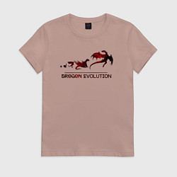 Футболка хлопковая женская Эволюция дракона, цвет: пыльно-розовый