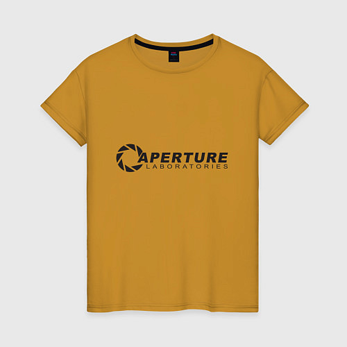 Женская футболка Aperture Laboratories логотип / Горчичный – фото 1