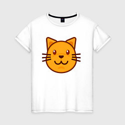 Футболка хлопковая женская Оранжевый котик счастлив, цвет: белый