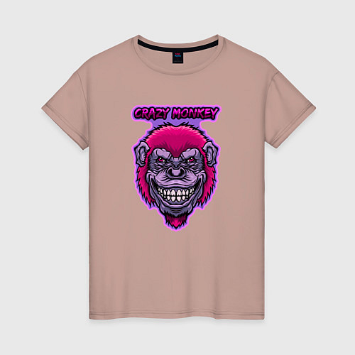 Женская футболка Purple crazy monkey / Пыльно-розовый – фото 1