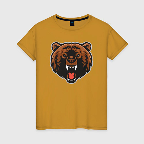Женская футболка Голова злого медведя / Горчичный – фото 1