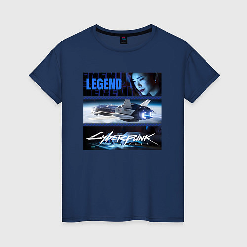 Женская футболка Cyberpunk 2077 Phantom Liberty: Легенда / Тёмно-синий – фото 1