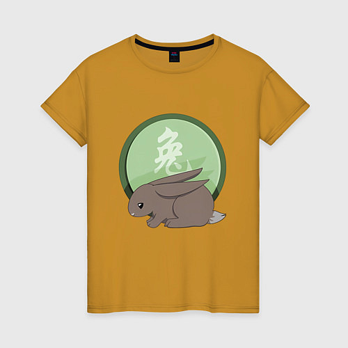 Женская футболка Год кролика на китайском / Горчичный – фото 1