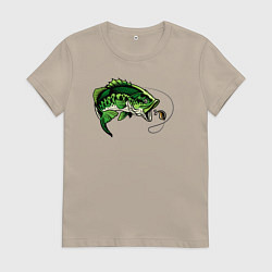 Футболка хлопковая женская Green fish, цвет: миндальный