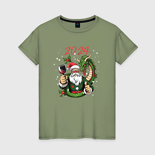Женская футболка Санта и Дракон / Авокадо – фото 1