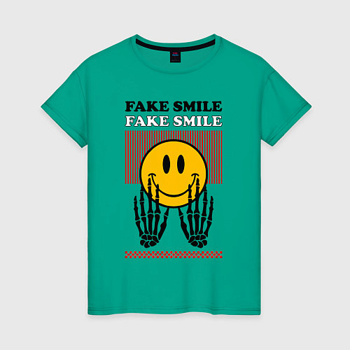 Женская футболка Fake smile quote / Зеленый – фото 1