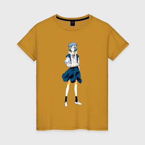 Женская футболка Аянами в школьной форме с травмой / Горчичный – фото 1