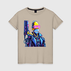 Женская футболка Гомер Симпсон с пистолетом - киберпанк