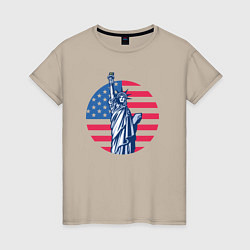 Футболка хлопковая женская Statue of Liberty, цвет: миндальный