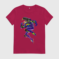Футболка хлопковая женская Био-робот евангелион 01, цвет: маджента