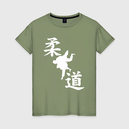 Женская футболка Дзюдо - иероглифы / Авокадо – фото 1