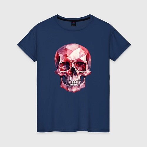 Женская футболка Рубиновый череп / Тёмно-синий – фото 1