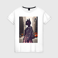 Женская футболка Cat fashionista - New York - ai art