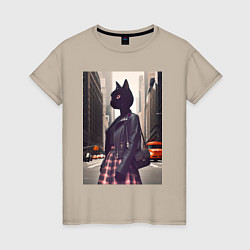 Женская футболка Cat fashionista - New York - ai art