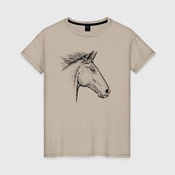 Женская футболка Голова лошади в профиль