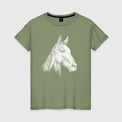 Женская футболка Голова белой лошади