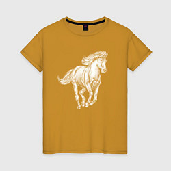 Женская футболка Белая лошадь скачет