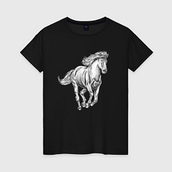 Женская футболка Белая лошадь скачет