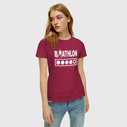 Футболка хлопковая женская Биатлон мишень, цвет: маджента — фото 2