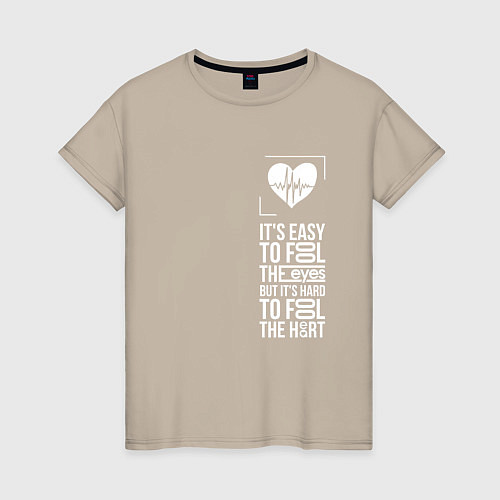 Женская футболка Heart never lies / Миндальный – фото 1