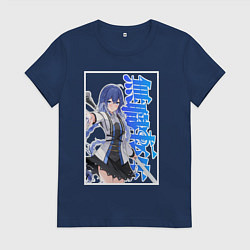 Женская футболка Рокси Мигурдия - синие иероглифы