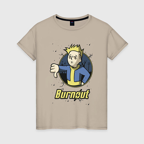 Женская футболка Burnout - vault boy / Миндальный – фото 1