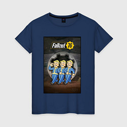 Футболка хлопковая женская Fallaut - vault boys, цвет: тёмно-синий