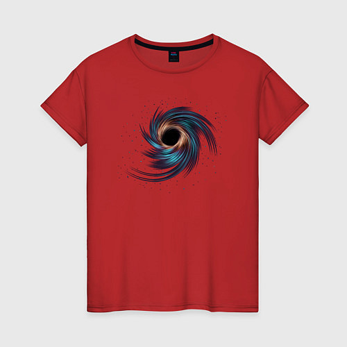 Женская футболка Черная дыра с планетами и звездами / Красный – фото 1